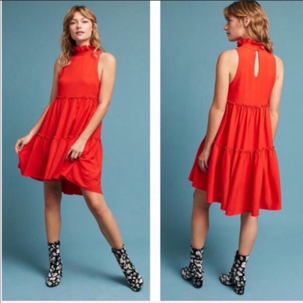 Revolve Elliatt Sonnett Sleeveless Orange Spring Boho high neck swing dress